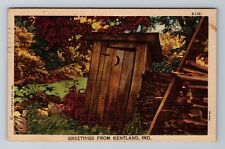 Kentland IN-Indiana, General Greetings Outhouse, Antique Vintage c1955 Postcard picture