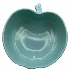 Vintage Hazel Atlas Bowl Pyrex Style Turquoise Apple Serving Milk Glass picture