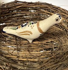 Vtg Tonala Pigeon Bird  Painted Mexican Folk Art Sandstone Signed Tonala4X31/2” picture