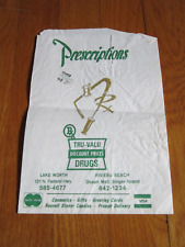 Vintage EMPTY Paper Bag Tru-Valu Drugs Prescription Store Singer Island FL USED picture