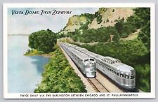 Vista Dome Twin Zephyrs Burlington Route Railroad Passenger Train Postcard picture