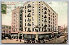 Los Angeles California Angelus Hotel Birds Eye View American Flag VNG Postcard picture