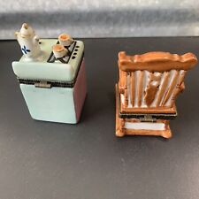 Vintage Hand painted Stove And Rocking Chair Hinge trinket box B12 picture