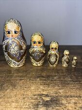 Vintage Wooden Hand Painted Russian Nesting Dolls Five Piece Set of dolls picture
