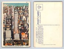 Rockefeller Center Towers New York City Postcard 1934 Aerial view Linen picture