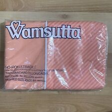 Vintage Wamsutta Standard Pillowcases Pink Coral Solid Stripe No Iron Sealed NOS picture