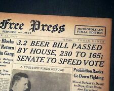 UNITED STATES PROHIBITION ENDING ? House Votes on Legal BEER 1932 Old Newspaper picture