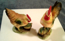 Two Vintage Rooster & Chicken Figurines  Ceramic Trimont Made in Japan picture