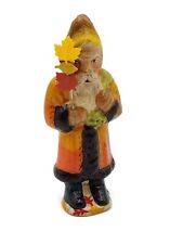 Vaillancourt Tiny Autumn Equinox Santa Chalkware Folk Art Fall Holiday Figurine picture