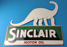 Vintage Sinclair Gasoline Porcelain Sign - Dinosaur Large Gas Pump Plate Sign picture