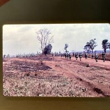 Vietnam War 1969 Military Soldiers Marching Landscape Kodachrome Photo Slide picture