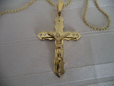 Unisex Gold Colored Cross Necklace. picture