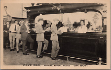 c1930s Cave Bar Nogales Sonora Mexico Men Drinking Beer Bartenders Spittoon Hats picture
