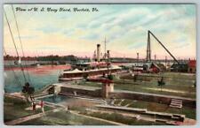 1910's NORFOLK VIRGINIA VA VIEW OF U.S. NAVY YARD SHIPS BOATS ANTIQUE POSTCARD picture