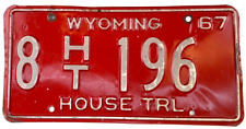 Wyoming 1967 License Plate Vintage House Trailer Tag Platte Co Collector Decor picture