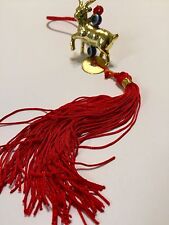 Chinese Zodiac Good Luck Golden Sheep With Evil Eye Amulet Tassel picture