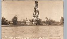 OIL FIELD DERRICK cleveland ok real photo postcard rppc oklahoma history ~CREASE picture