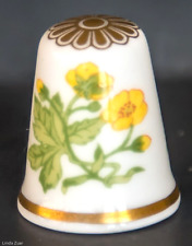 Vtg Spode Fine Bone China Collectible Thimble Yellow Buttercups w/Gold MINT picture