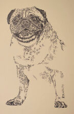 Pug Dog Art Portrait Print #47 Kline adds dog name free. Drawn from words. GIFT picture