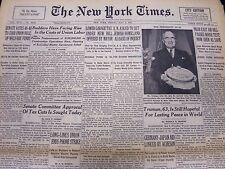 1947 MAY 9 NEW YORK TIMES - TRUMAN 63 IS STILL HOPEFUL FOR LASTING PEACE - NT 93 picture