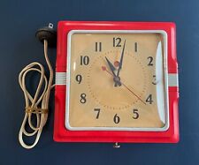 RARE Vintage Telechron Red Bakelite Art Deco Electric Wall Clock 1930s picture
