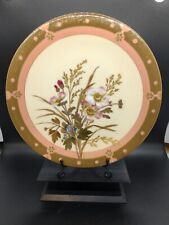 Vintage 9 inch floral Collector's Plate Hand Painted with pink and gold trim picture