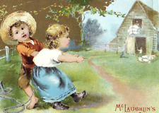 1893 McLaughlin's XXXX Coffee Helping Hands Large Victorian Card Children Farm picture