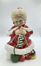 Vintage Mrs. Clause Large Ceramic Knitting Figurine Hobbyist HandPainted Holiday picture