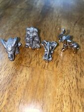 Vintage Pewter Elephant Figurines Set Of 4  picture