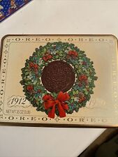 Vintage 1990 Nabisco Oreo Cookie Christmas Advertising Tin Canister picture