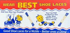 1950s BEST Shoe Laces Cardboard Advertising Store Display SIGN 