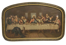 Antique Victorian Last Supper Lithograph, Ornate Wood & Plaster Frame 21