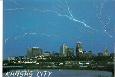 NEW 4x6 Unposted Postcard Kansas City State Missouri lightning skyline at night picture