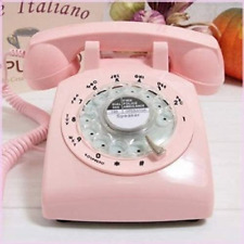 Glodeals 1960s Style Pink Retro Old Fashioned Rotary Dial Telephone picture