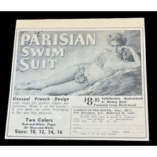 Parisian Swimsuit Bikini Girl Vintage Print Ad 1950 Fashion of the Month picture