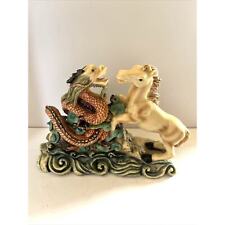 Vintage Chinese Resin Horse Fighting Dragon Figure picture