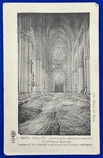 Antique 1918 B&W Reims Cathedral Interior German Ambulance France Postcard WW I picture