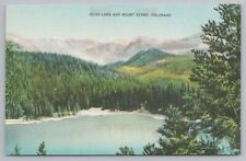 Linen~Echo Lake And Mount Evans Colorado~Lake View~Vintage Postcard picture