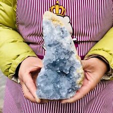 3.56LB Natural Beautiful Blue Celestite Crystal Geode Cave Mineral Specimen 209 picture
