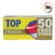 10x Boxes TOP Premium Filter Tubes Gold 100MM ( 250 Tubes ) Cigarette Tube RYO picture
