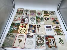 24 Antique Embossed Christmas Postcards 1909 to 1912 Santa Claus Angels Holly picture