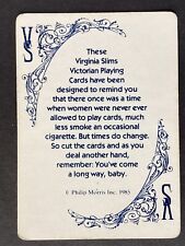 Virginia Slims Information Vintage 1985 Single Swap Wide Playing Card picture