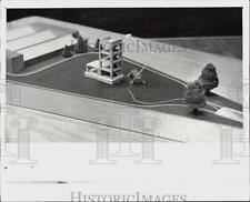 1966 Press Photo Model showing where fire department would put fire tower picture