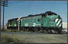 BN BURLINGTON NORTHERN RAILROAD COVERED WAGONS F UNIT ENGINES POSTCARD picture