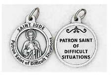 Saint St. Jude -Patron Saint of Difficult Situations - Silver Tone Round- Medal  picture