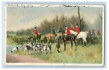 1906 Cowboy Horseback Riding Beagle Dogs Philadelphia PA Antique Postcard picture