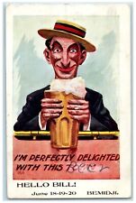 1908 Man With Beer Bemidji Minnesota MN Embossed Posted Antique Postcard picture
