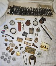 Vtg Estate Junk Lot US Military Old Picture Ephemera Medals Pins Compass Knives picture