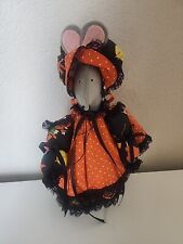 Vintage Witch Mouse Felt Handmade Doll Halloween Country Folk Farmhouse Chic picture