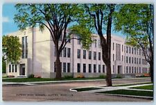 Alpena Michigan MI Postcard Alpena High School Building Exterior c1940's Trees picture